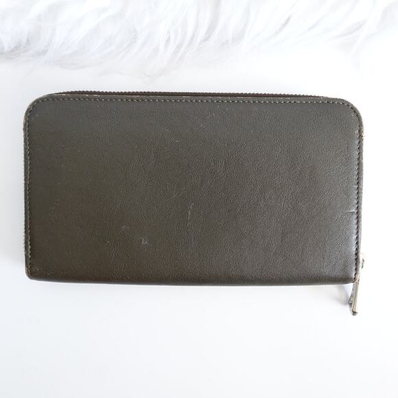 Longchamp Le Pliage Cuir Zip Around Long Continental Khaki Grey - Picture 2 of 16